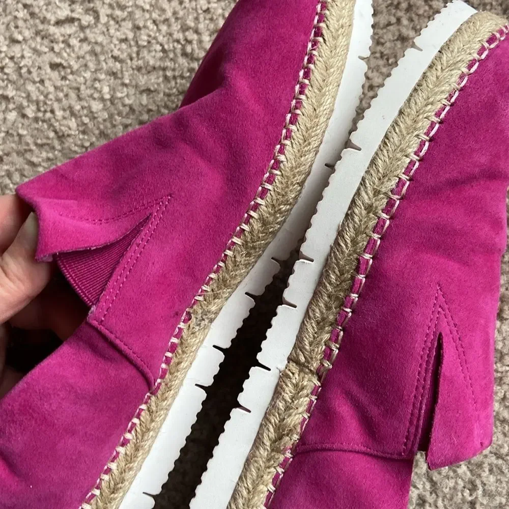 Gentle souls Dark Pink Barbie Suede Lara Sporty Platform Espadrille Loafer